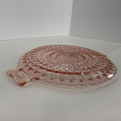 -191- GLASSWARE | Pink Windsor Diamond Jeanette Glass Co. | Handled Platters