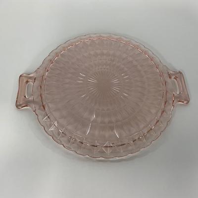 -191- GLASSWARE | Pink Windsor Diamond Jeanette Glass Co. | Handled Platters