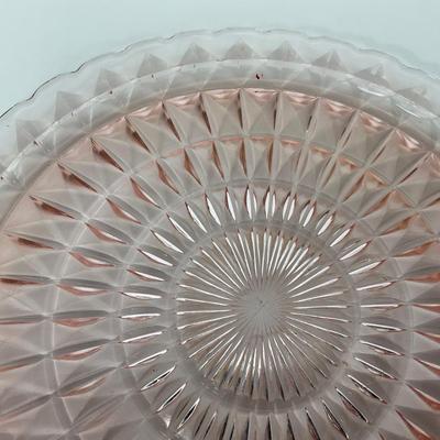 -191- GLASSWARE | Pink Windsor Diamond Jeanette Glass Co. | Handled Platters