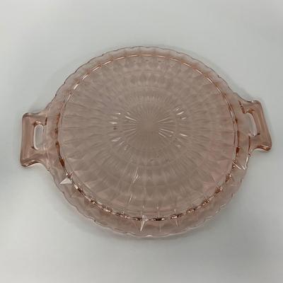 -191- GLASSWARE | Pink Windsor Diamond Jeanette Glass Co. | Handled Platters