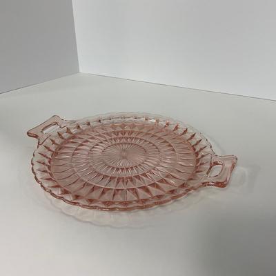 -191- GLASSWARE | Pink Windsor Diamond Jeanette Glass Co. | Handled Platters