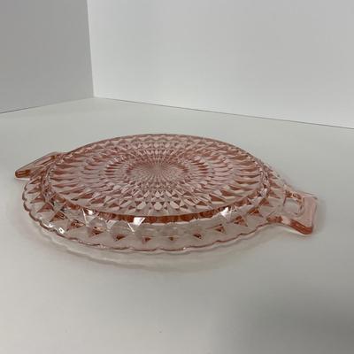 -191- GLASSWARE | Pink Windsor Diamond Jeanette Glass Co. | Handled Platters