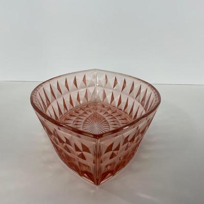 -192- GLASSWARE | Pink Windsor Diamond Jeanette Glass Co. | Boat Dish