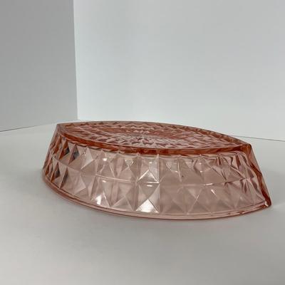 -192- GLASSWARE | Pink Windsor Diamond Jeanette Glass Co. | Boat Dish