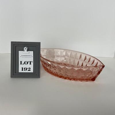 -192- GLASSWARE | Pink Windsor Diamond Jeanette Glass Co. | Boat Dish