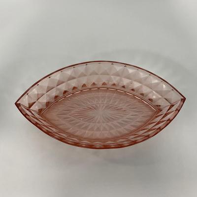 -192- GLASSWARE | Pink Windsor Diamond Jeanette Glass Co. | Boat Dish