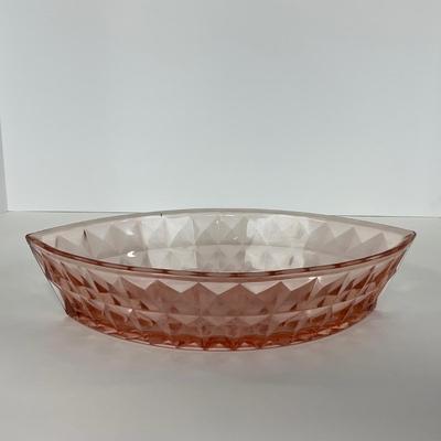 -192- GLASSWARE | Pink Windsor Diamond Jeanette Glass Co. | Boat Dish