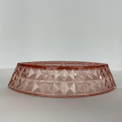 -192- GLASSWARE | Pink Windsor Diamond Jeanette Glass Co. | Boat Dish