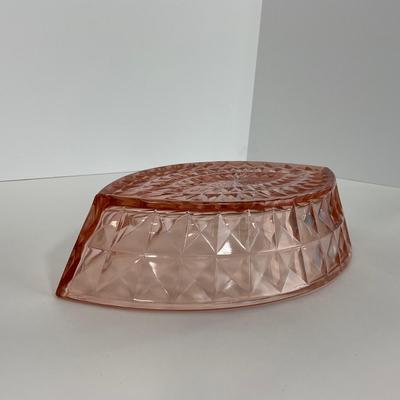 -192- GLASSWARE | Pink Windsor Diamond Jeanette Glass Co. | Boat Dish