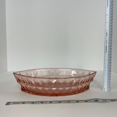 -192- GLASSWARE | Pink Windsor Diamond Jeanette Glass Co. | Boat Dish