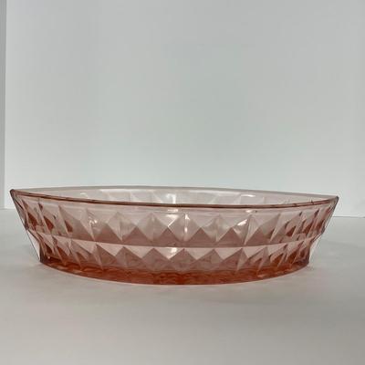 -192- GLASSWARE | Pink Windsor Diamond Jeanette Glass Co. | Boat Dish