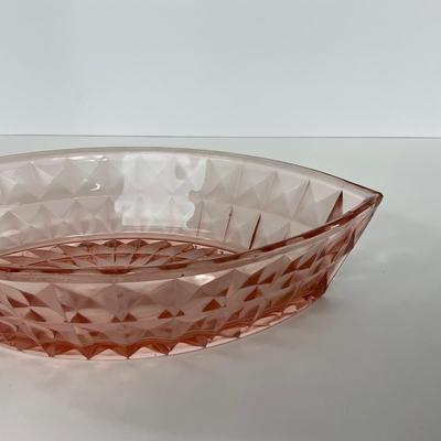 -192- GLASSWARE | Pink Windsor Diamond Jeanette Glass Co. | Boat Dish