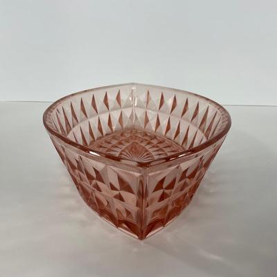 -192- GLASSWARE | Pink Windsor Diamond Jeanette Glass Co. | Boat Dish
