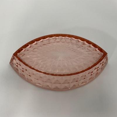 -192- GLASSWARE | Pink Windsor Diamond Jeanette Glass Co. | Boat Dish