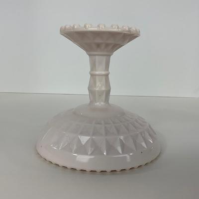 -193- GLASSWARE | Shell Pink Windsor Diamond Jeanette Glass Co. | Compote