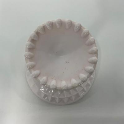 -193- GLASSWARE | Shell Pink Windsor Diamond Jeanette Glass Co. | Compote