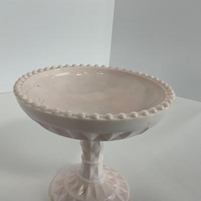 -193- GLASSWARE | Shell Pink Windsor Diamond Jeanette Glass Co. | Compote