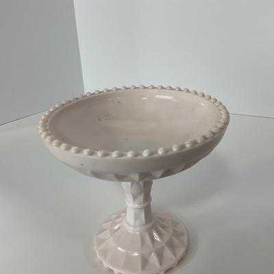 -193- GLASSWARE | Shell Pink Windsor Diamond Jeanette Glass Co. | Compote