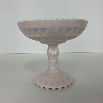 -193- GLASSWARE | Shell Pink Windsor Diamond Jeanette Glass Co. | Compote