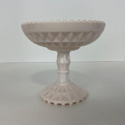 -193- GLASSWARE | Shell Pink Windsor Diamond Jeanette Glass Co. | Compote