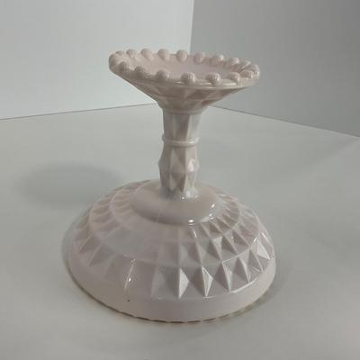 -193- GLASSWARE | Shell Pink Windsor Diamond Jeanette Glass Co. | Compote