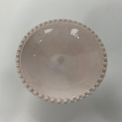 -193- GLASSWARE | Shell Pink Windsor Diamond Jeanette Glass Co. | Compote