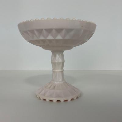 -193- GLASSWARE | Shell Pink Windsor Diamond Jeanette Glass Co. | Compote