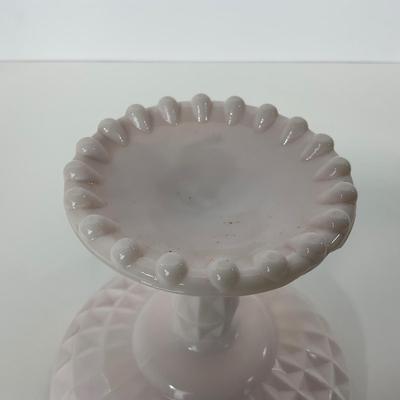 -193- GLASSWARE | Shell Pink Windsor Diamond Jeanette Glass Co. | Compote