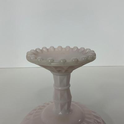 -193- GLASSWARE | Shell Pink Windsor Diamond Jeanette Glass Co. | Compote