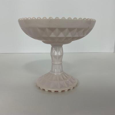 -193- GLASSWARE | Shell Pink Windsor Diamond Jeanette Glass Co. | Compote