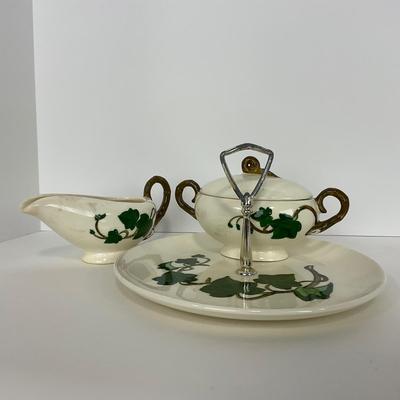 -195- DISHES | Ivy Metlox Poppytrail | Tray, Creamer & Lidded Sugar