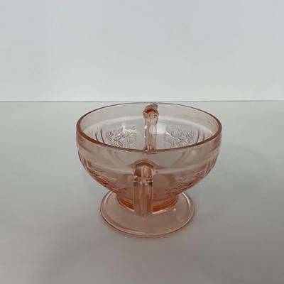 -196- GLASSWARE | Sharon Cabbage Rose Federal Glass Co. | Sugar & Dish