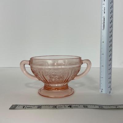 -196- GLASSWARE | Sharon Cabbage Rose Federal Glass Co. | Sugar & Dish