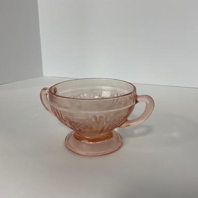-196- GLASSWARE | Sharon Cabbage Rose Federal Glass Co. | Sugar & Dish