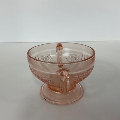 -196- GLASSWARE | Sharon Cabbage Rose Federal Glass Co. | Sugar & Dish