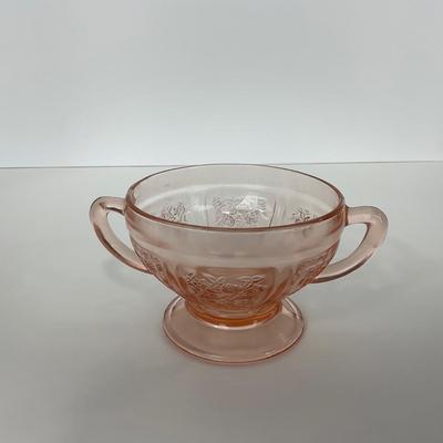 -196- GLASSWARE | Sharon Cabbage Rose Federal Glass Co. | Sugar & Dish