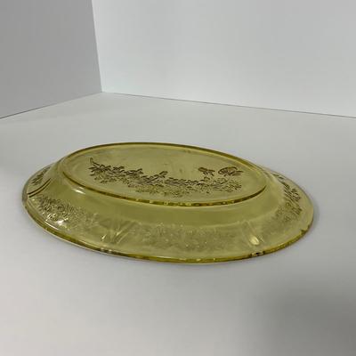 -197- GLASSWARE | Yellow Sharon Cabbage Rose Federal Glass Co. | Bowl & Platter