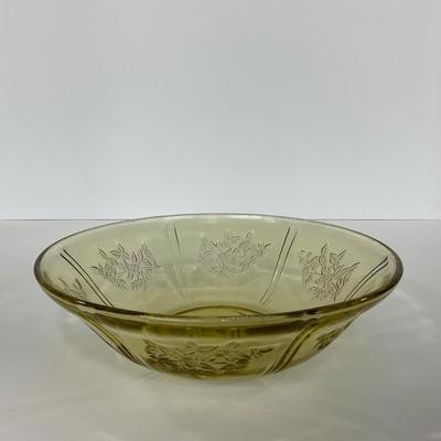 -197- GLASSWARE | Yellow Sharon Cabbage Rose Federal Glass Co. | Bowl & Platter