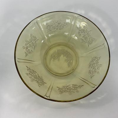 -197- GLASSWARE | Yellow Sharon Cabbage Rose Federal Glass Co. | Bowl & Platter