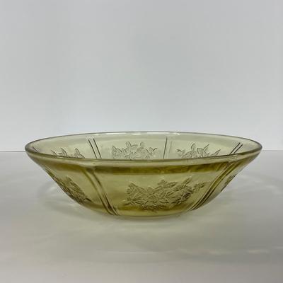 -197- GLASSWARE | Yellow Sharon Cabbage Rose Federal Glass Co. | Bowl & Platter