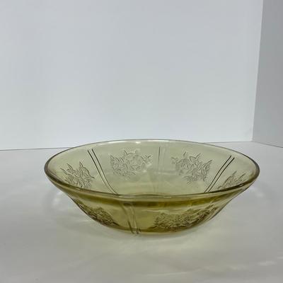 -197- GLASSWARE | Yellow Sharon Cabbage Rose Federal Glass Co. | Bowl & Platter