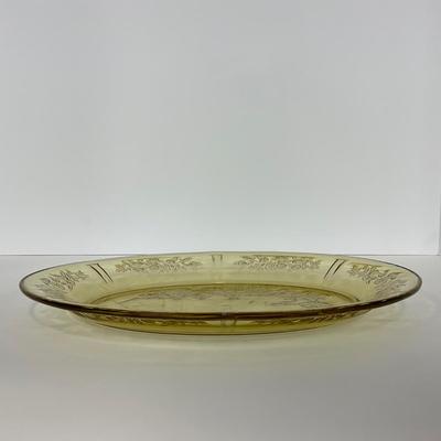 -197- GLASSWARE | Yellow Sharon Cabbage Rose Federal Glass Co. | Bowl & Platter