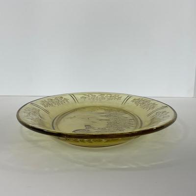 -197- GLASSWARE | Yellow Sharon Cabbage Rose Federal Glass Co. | Bowl & Platter