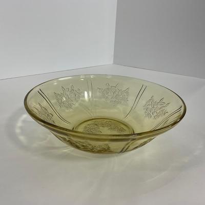 -197- GLASSWARE | Yellow Sharon Cabbage Rose Federal Glass Co. | Bowl & Platter
