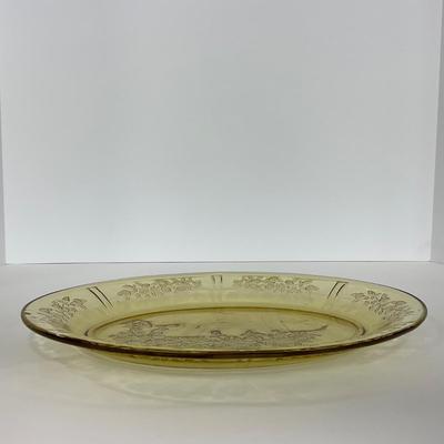 -197- GLASSWARE | Yellow Sharon Cabbage Rose Federal Glass Co. | Bowl & Platter