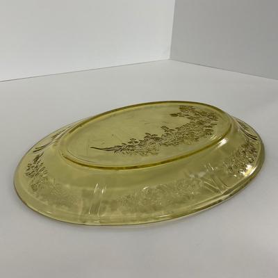 -197- GLASSWARE | Yellow Sharon Cabbage Rose Federal Glass Co. | Bowl & Platter