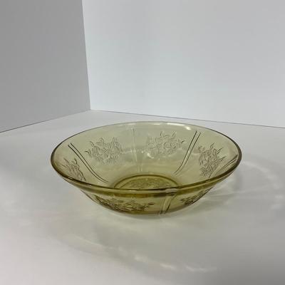 -197- GLASSWARE | Yellow Sharon Cabbage Rose Federal Glass Co. | Bowl & Platter