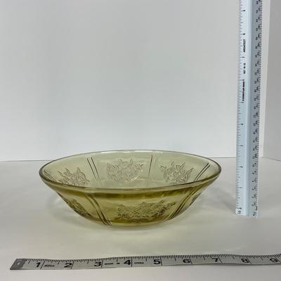 -197- GLASSWARE | Yellow Sharon Cabbage Rose Federal Glass Co. | Bowl & Platter