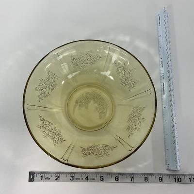 -197- GLASSWARE | Yellow Sharon Cabbage Rose Federal Glass Co. | Bowl & Platter