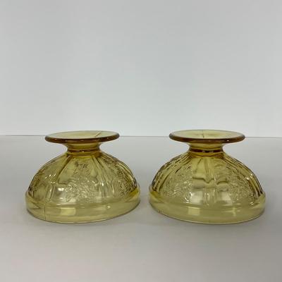 -198- GLASSWARE | Yellow Sharon Cabbage Rose Federal Glass Co. | Sherbets & Lidded Sugar